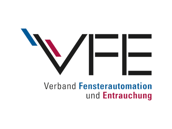 Logo "VFE - Verband Fensterautomation und Entrauchung" written in black, blue and red