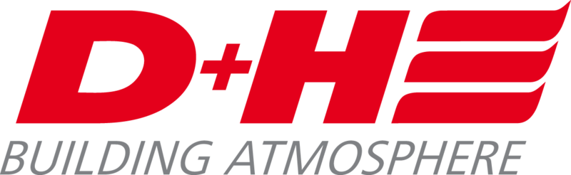 D+H logo in red on a white background with "building atmosphere" lettering