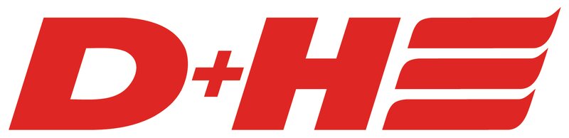 D+H logo red on white background