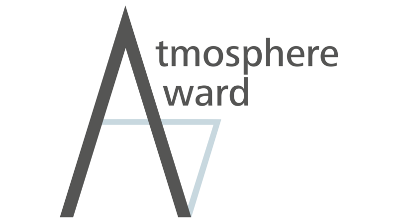 Atmosphere award logo black-grey writing on white background