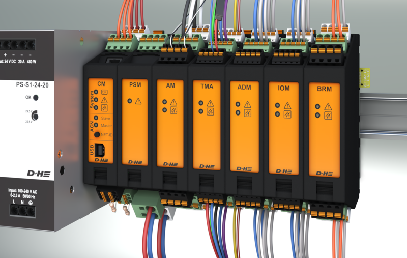 Variable module technology in orange connected to a power supply unit