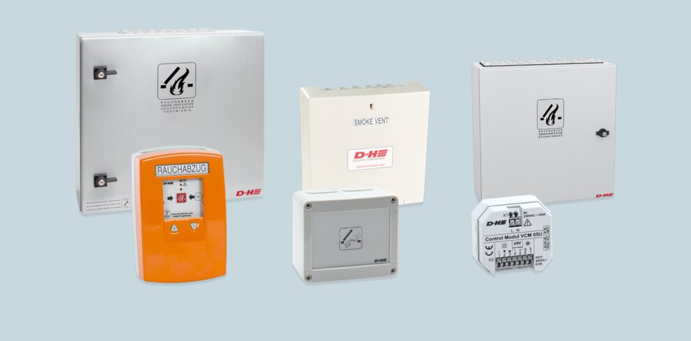Overview of control unit groups in various colors and sizes