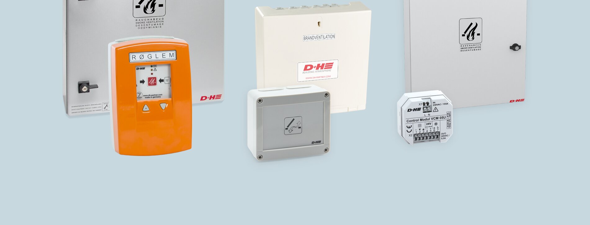 Overview of control unit groups in various colors and sizes